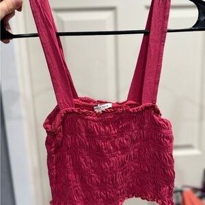 American Eagle Outfitters Red Smocked Crop Top